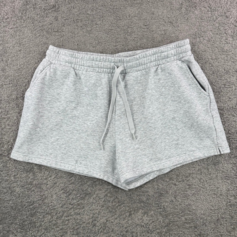 Fabletics Womens Heather Gray Fleece Lounge Shorts XL Cozy Comfortable *Flaw